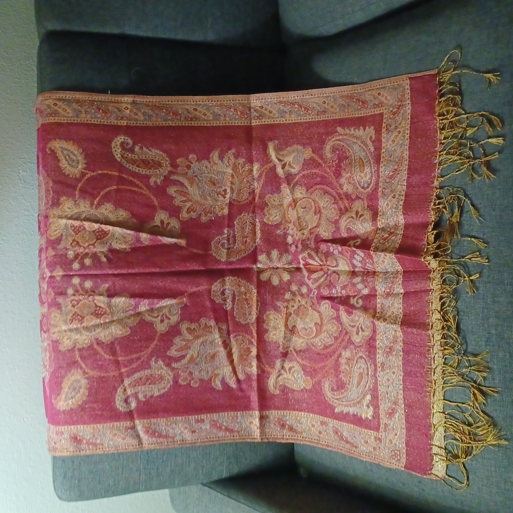 Large handmade reversible scarf/wrap 27x72 (new w/o tags)